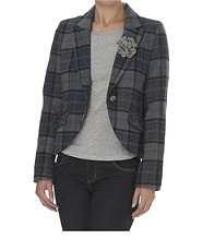 check corsage blazer