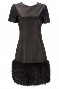 Wallis black fur trimmed leather dress £120