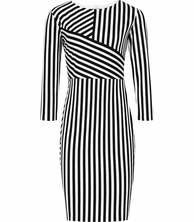 Carter STRIPE JERSEY DRESS BLACK/WHITE £129 click to visit Reiss