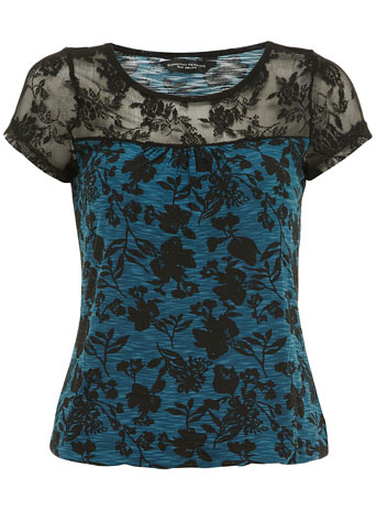 Floral mesh sleeve bubble tee Price: £16.00 click to visit Dorothy Perkins