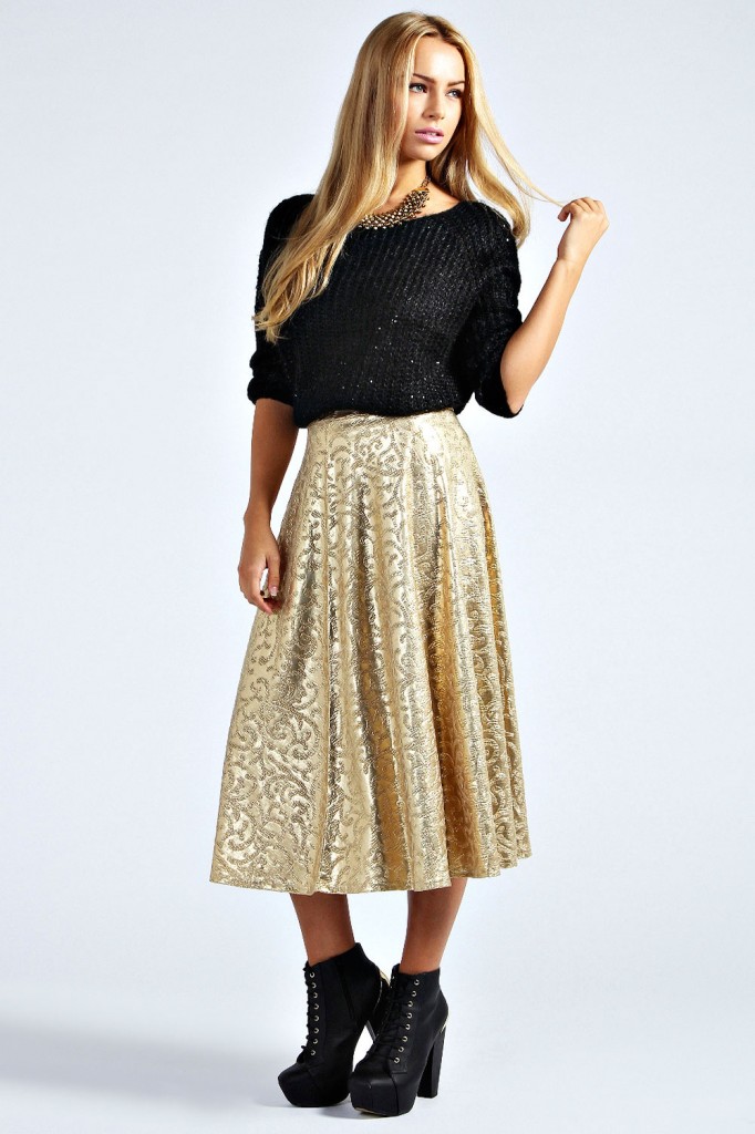 Demi Jacquard Full Midi Skirt £20 click to visit Boohoo