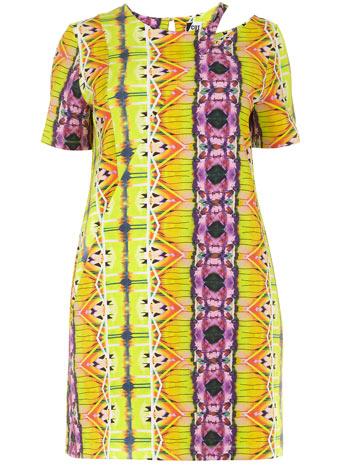 The Cut for Evans Yellow Scuba Cut Out Shift Dress Price: £45.00 click to visit Evans