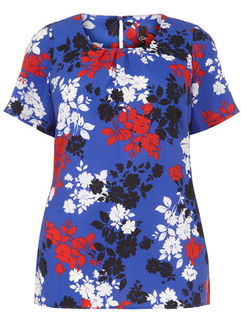 Evans Blue Shadow Floral Print Shell Top Price: £29.50 click to visit Evans