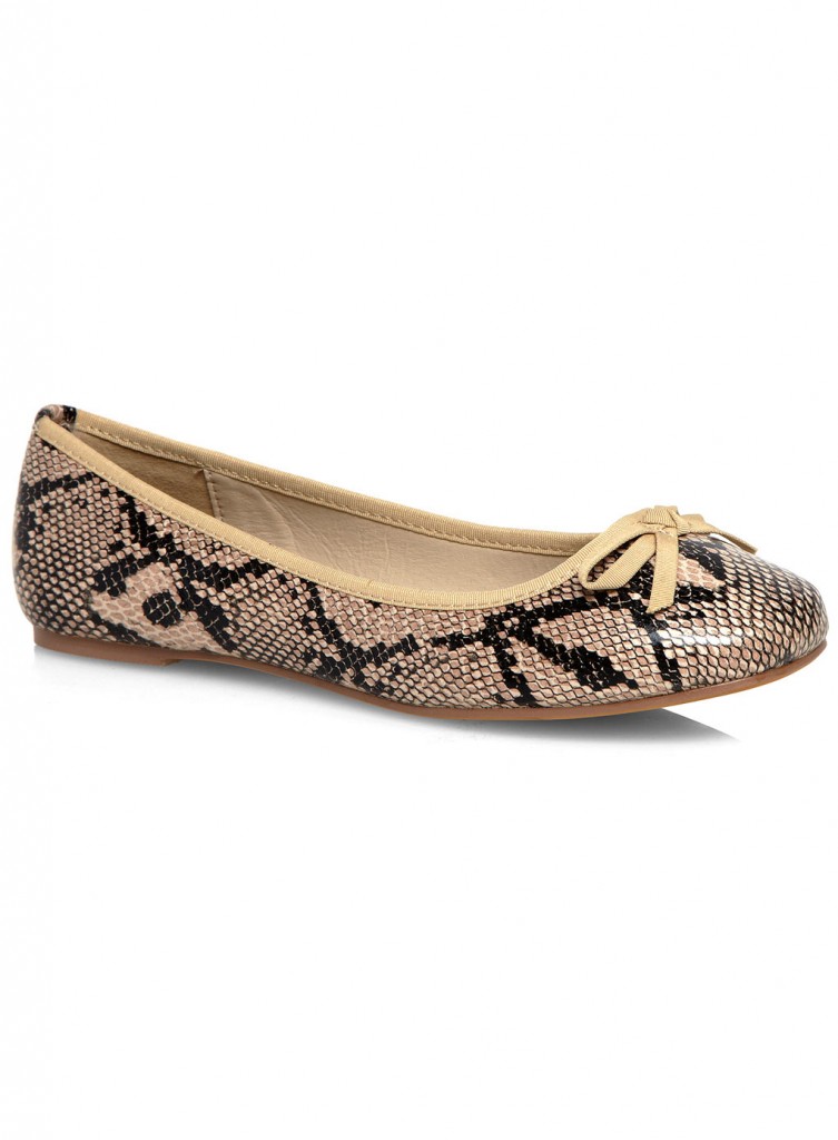 Evans Beige Snake Print Ballerinas Price: £22.00 click to visit Evans