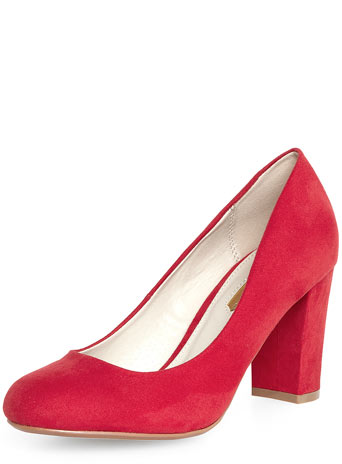Red high block heel court Shoes Price: £29.00 click to visit Dorothy Perkiins