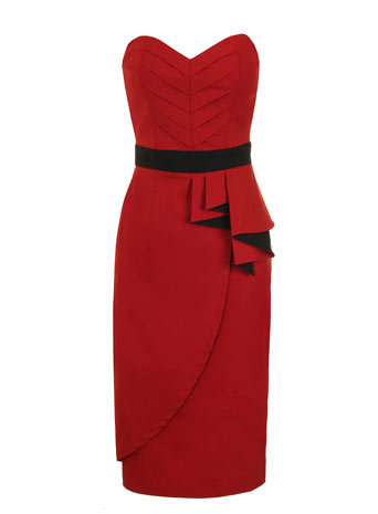 Red pleated peplum dress Price: £57.00 click to visit Dorothy Perkins