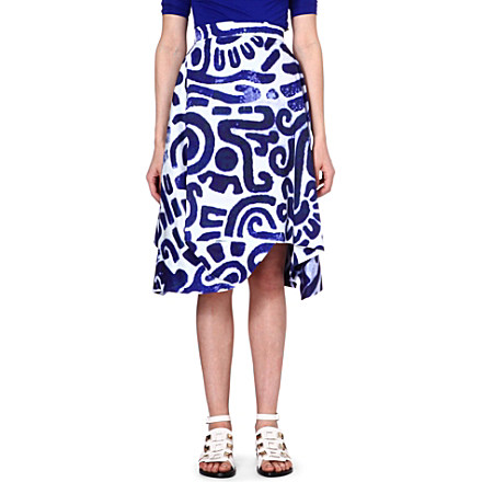 ANGLOMANIA Cobalt aztec skirt Was £330.00 Now £150.00 click to visit Selfridges