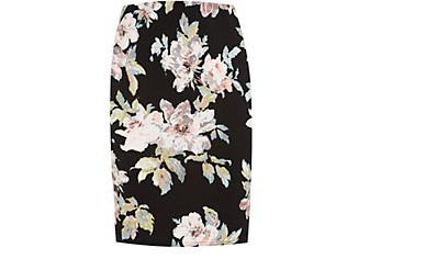 Inspire Black Floral Print Pencil Skirt £14.99 click to visit New Look