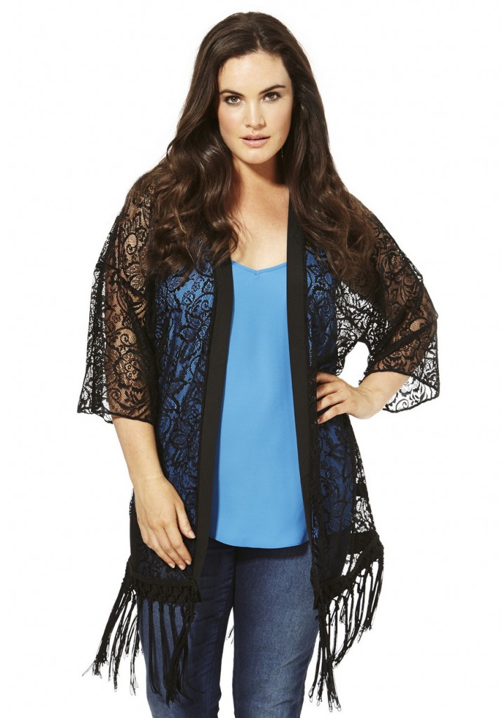 F&F True Fringed Lace Plus Size Kimono £28.00 click to visit F&F