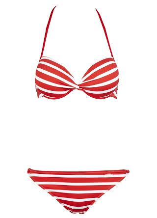 Venice Beach Red Striped Push-Up Bikini £42.00 click to visit Swimwear 365