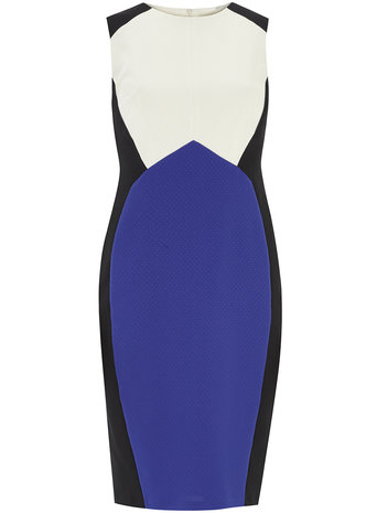 Ivory and Cobalt Colourblock Pencil Dress Price: £25.00 click to visit Dorothy Perkins