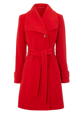 Red Fit and Flare Belted Coat Price: £60.00 Click to visit BHS