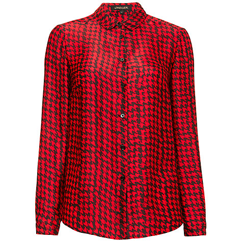 Jaeger Blurred Dogtooth Blouse, Black / Red £125 click to visit John Lewis