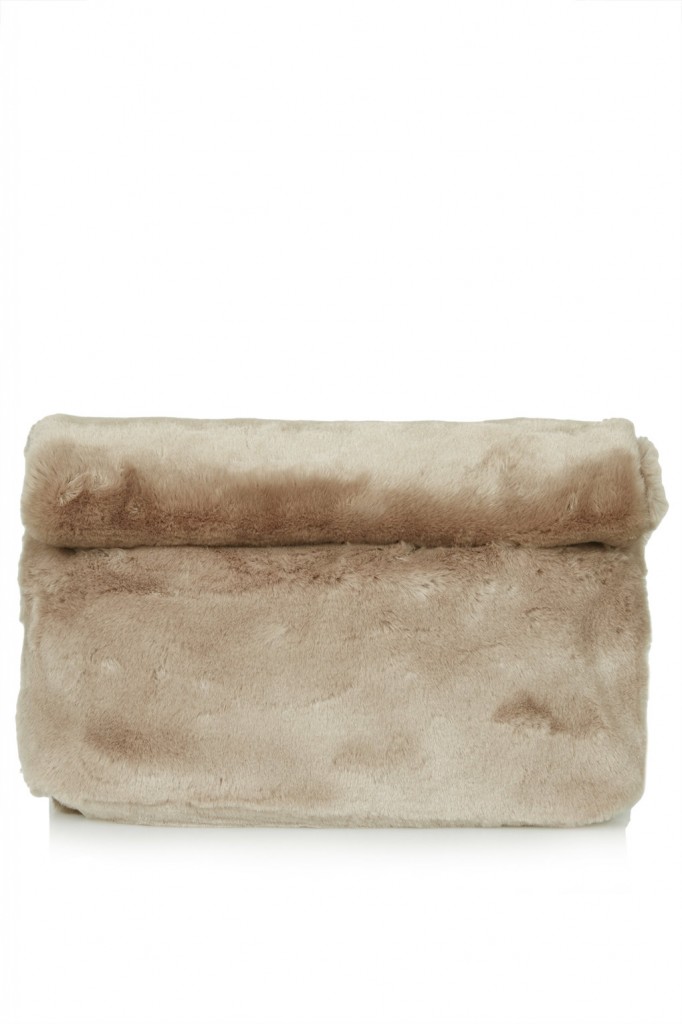 Faux Fur Roll-Top Clutch     Price: £32.00 click to visit Topshop