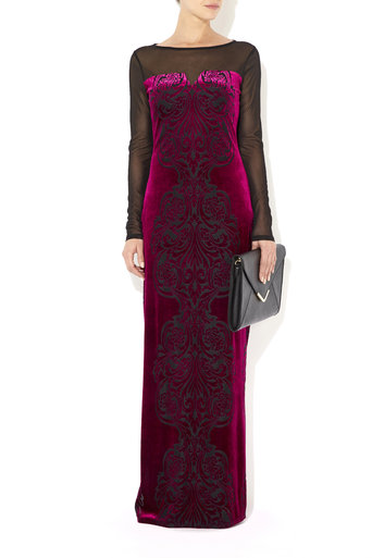 Pink Velvet Pattern Maxi Dress Price: £65.00 click to visit Wallis
