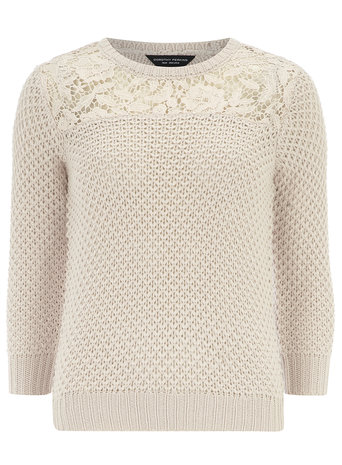 Pink knitted lace panel jumper     Price: £28.00 click to visit Dorothy Perkins