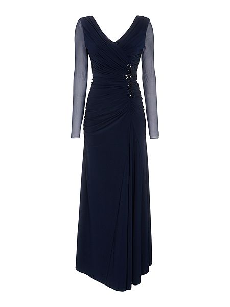  Shubette Sheer sleeve dress with rouched bodice  now £108 click to visit House of Fraser