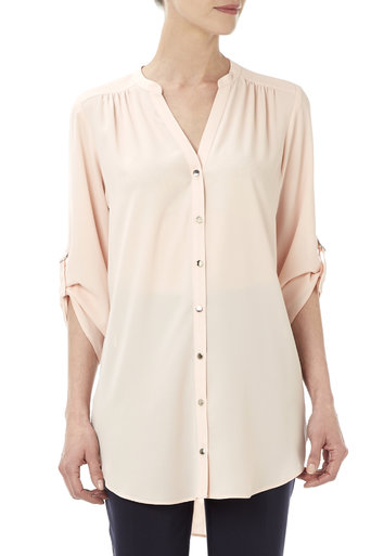 Pale Pink Trim Tab Sleeve Shirt Price: £32.00 Click to visit Wallis
