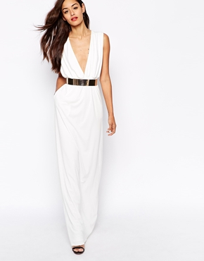 AQ AQ Curtis Plunge Neck Maxi Dress with Sephere Belt £175.00 Click to visit ASOS