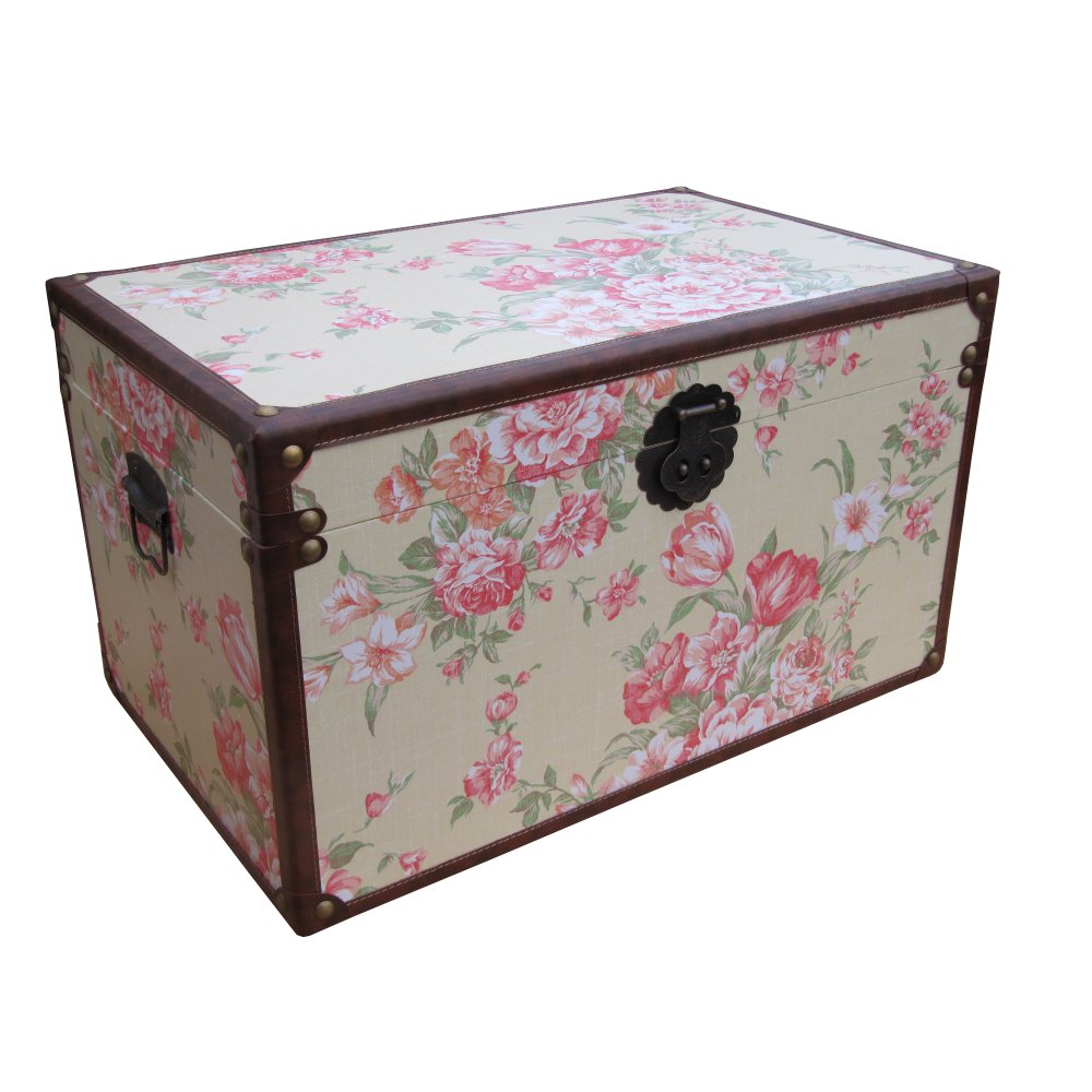 Wooden Storage Trunk | Vintage Floral Design from £30 click to visit The Basket Company