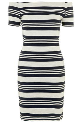 Striped Bardot Bodycon Dress     Price: £32.00 click to visit Topshop 