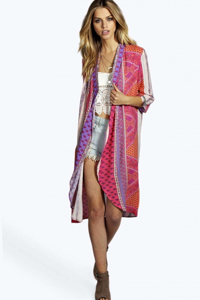 Eloise Scarf Print Long Kimono Product code: azz01031 £18.00 click to visit BOOHOO