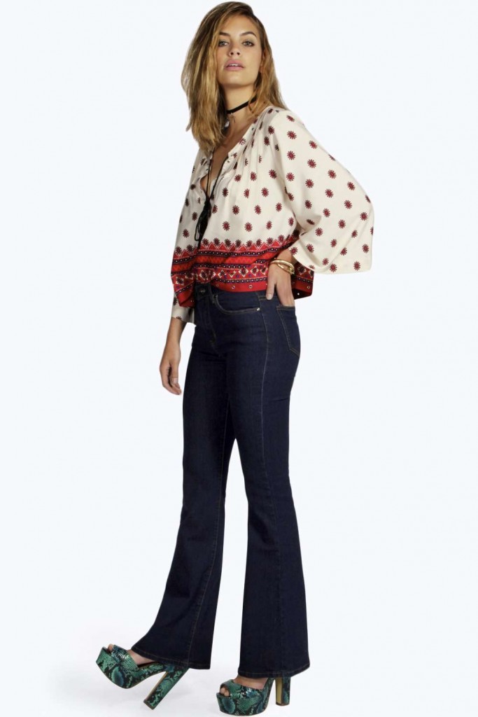 Boohoo Blue Hetty High Waisted Skinny Flare Jeans £15 click to visit Boohoo