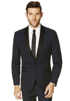 F&F Navy Peak Lapel Slim Fit Tuxedo Jacket £40.00 Click to visit F&F