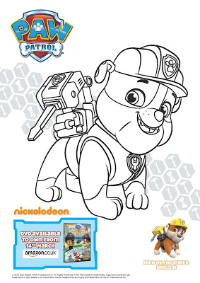 paw patrol pirate treasure - rubble colouring sheet