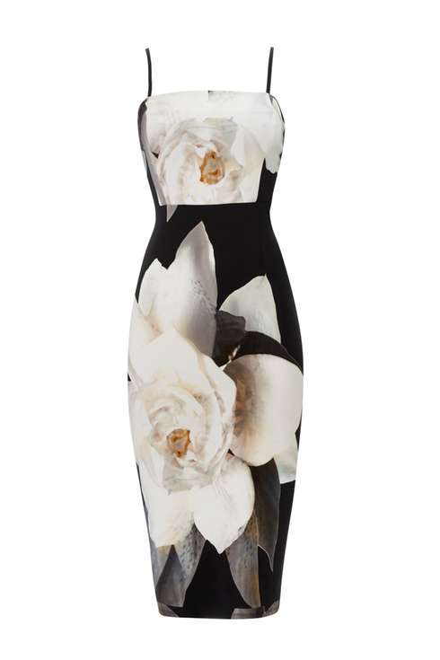 Black Floral Printed Strapless Dress Price: £60.00 Click to visit Wallis