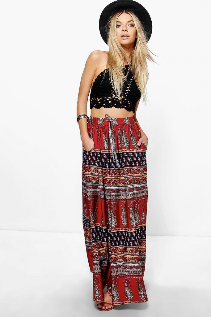 Darcie Boho Paisley Maxi Skirt £15 Click to visit Boohoo