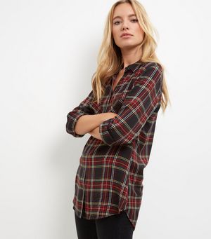 Black Tartan Check Double Pocket Long Sleeve Shirt £14.99 Click to visit New Look