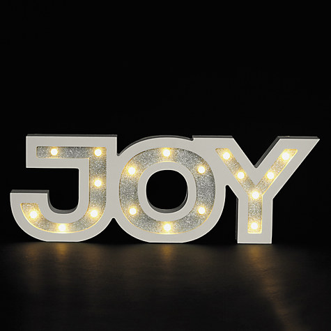 John Lewis LED Joy Sign, White / Silver £25 Click to visit John Lewis