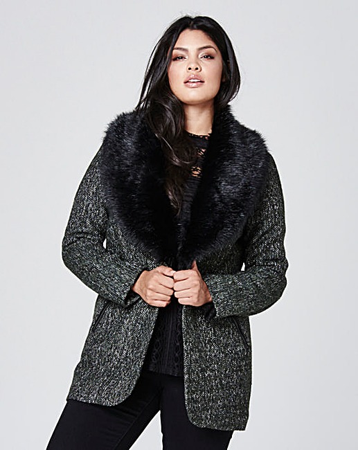 Tweed Coat With Faux Fur Collar £75 Click to visit Simply Be