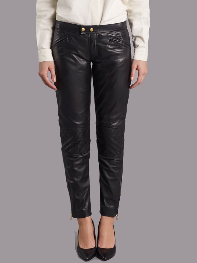  Parnell Black Leather Slimline Trousers Code: M1050_BLAC £225.00 (£112.50 with code) Click to visit Muubaa